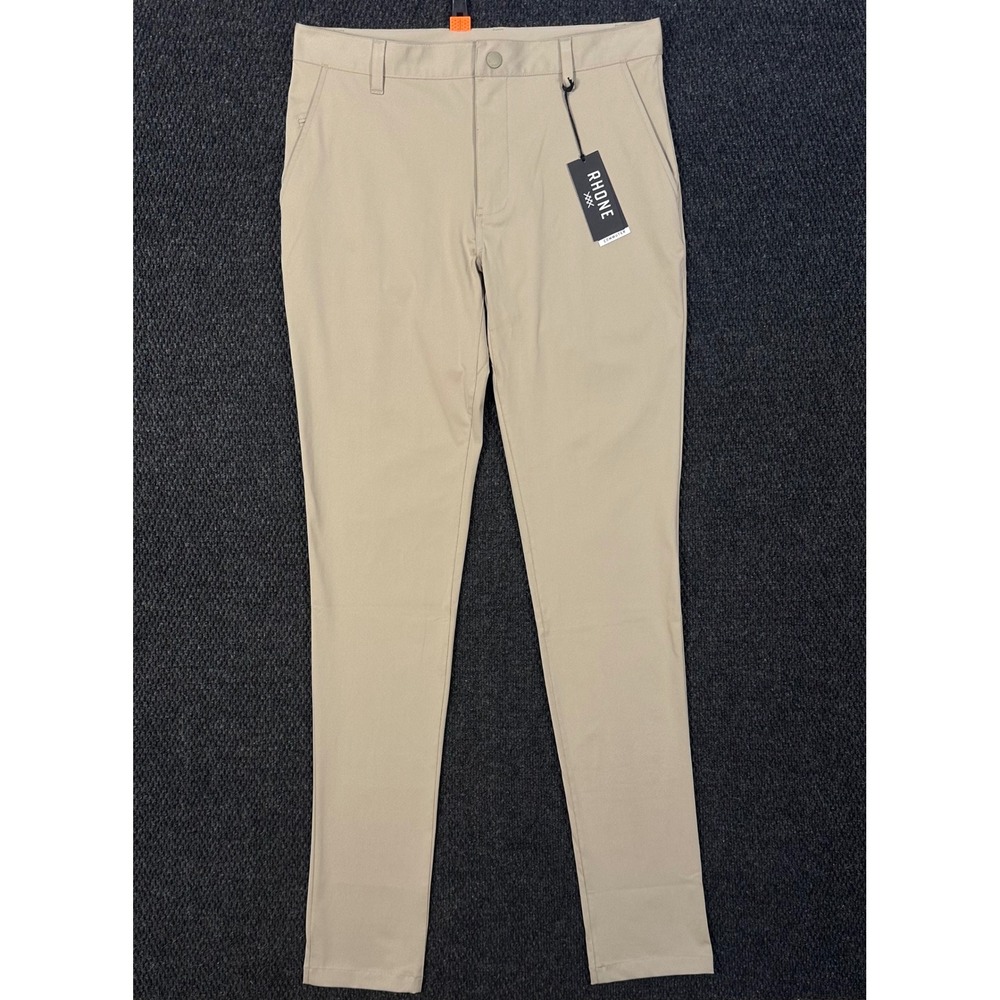 Rhone Commuter Pants NWT Mens 32x36 Khaki Slim Fit Performance Athleisure $138